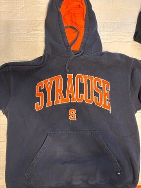 J. America Navy & Orange Syracuse Crewneck Hoodie